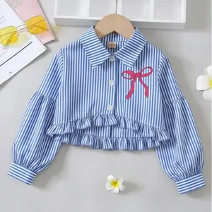 Kemeja Atasan Salur Anak Remaja Usia 6-14 Tahun Fashion Murah Desain Menarik Dan Modern Cocok Untuk Gaya Sehari-hari tanggung 11–13 cewek perempuan import 11–12 13–14