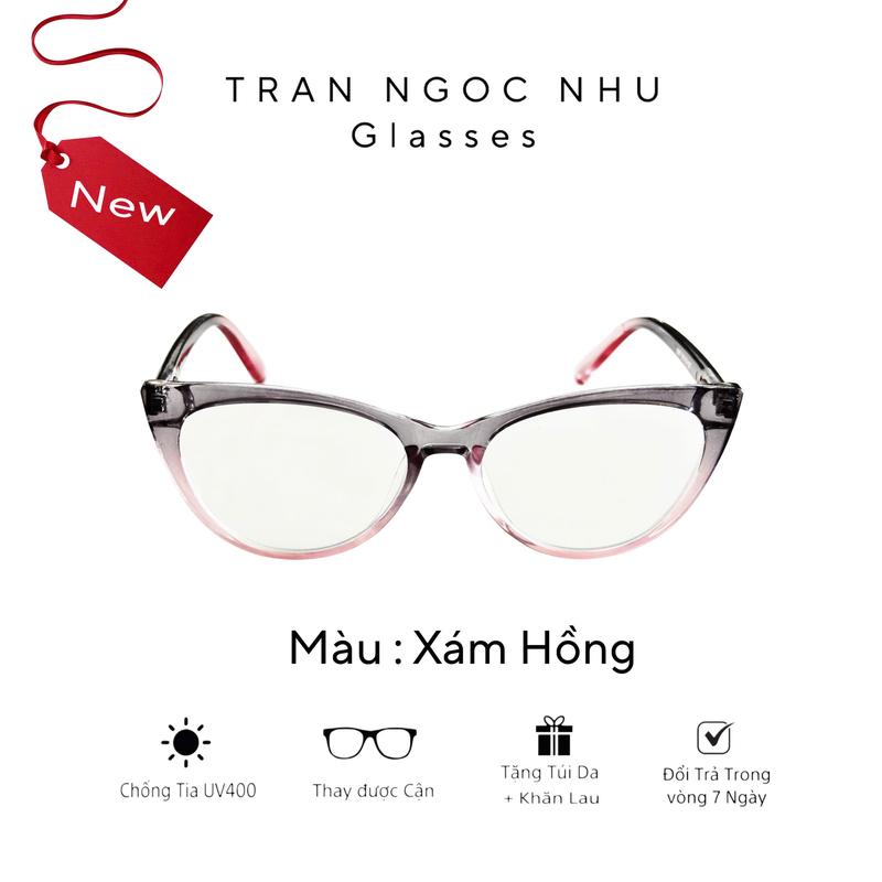 Kính mắt mèo XÁM OMRE HỒNG thời trang dành cho nữ có thể thay cận