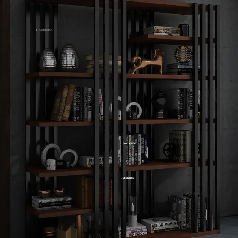 Iron Retro Multi-layer Bookshelf Living Room Furniture Industrial Style Floor Storage Bookcases Student Picture Book Shelf ZZ