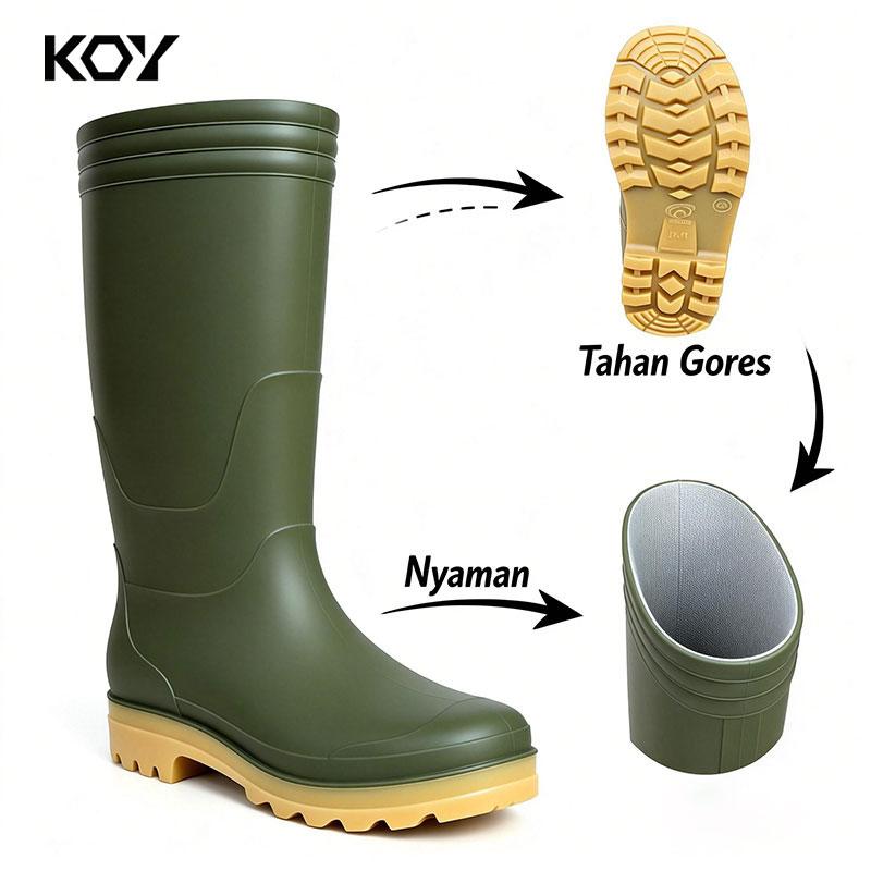 Sepatu Boot Hujan Karet Anti Air Nyaman Dipakai untuk Petani dan Aktivitas Lapangan Luar Ruangan