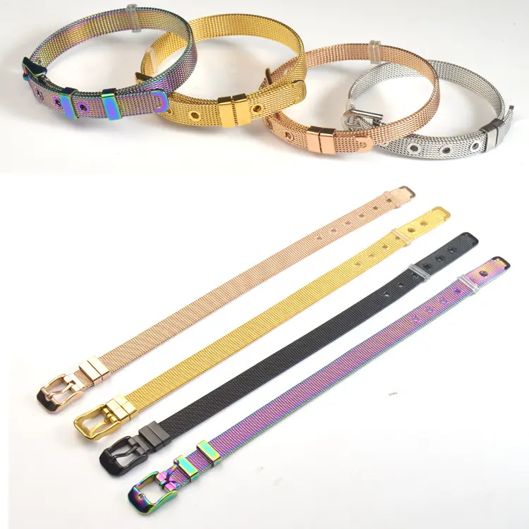 Bracelet type titanium steel mesh bracelet 6mm8mm10mm stainless steel strap men and women adjustable hand brand mesh bracelet