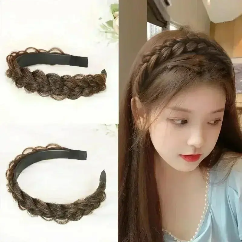 Băng Đô Tóc Giả Bện Xoắn, Dành Cho Phụ Nữ Và Trẻ Em Gái, Phụ Kiện Tóc, Băng Đô Tóc Bện Xoắn, Rộng Vành Ba Lõi, Vòng Tóc Khung Trơn Women Thun