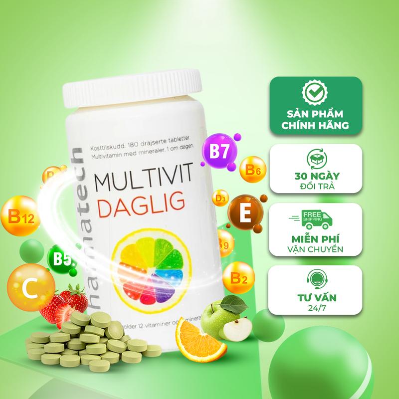 Viên uống Vitamin Multivit Daglig Pharmatech - Bổ sung vitamin và khoáng Chất Cải Thiện sức khỏe Vitamin tổng hợp