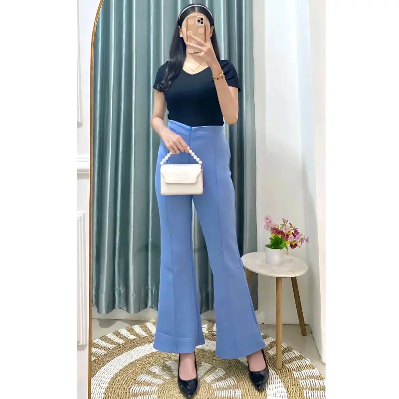 Celana Cutbray Zipper Variasi Cubit // Celana Cutbray Wanita Basic Scuba Premium // Cutbray Zipper Resleting Flare Pant Office Formal 4
