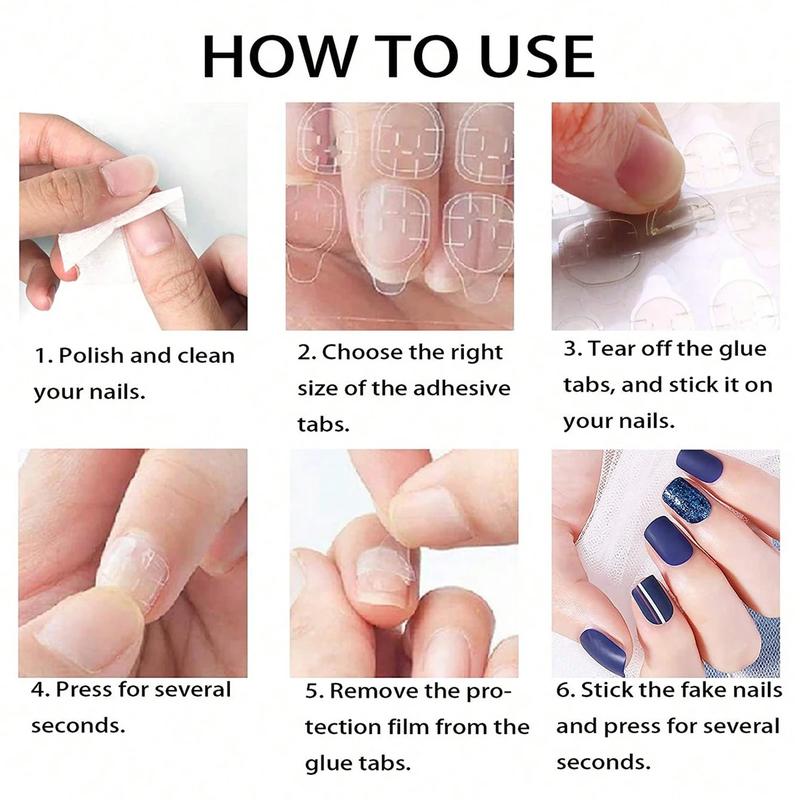 Product Introduction of 24pcs Double Sided Glue Nail Sticker Adhesive Tabs Waterproof Breathable Fake Nail Glue Stickers Jelly False Nails Tips 3