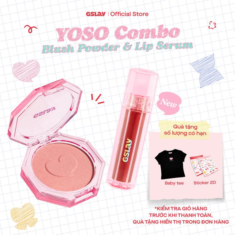 [MUA 2 TẶNG 2] Combo GSLAY YOSO Son dưỡng bóng có màu thuần chay dưỡng ẩm, tái tạo môi, mỏng nhẹ, không bết dính 1ml & Phấn má hồng mịn lì lên chuẩn màu, dễ tán, tệp da 5g