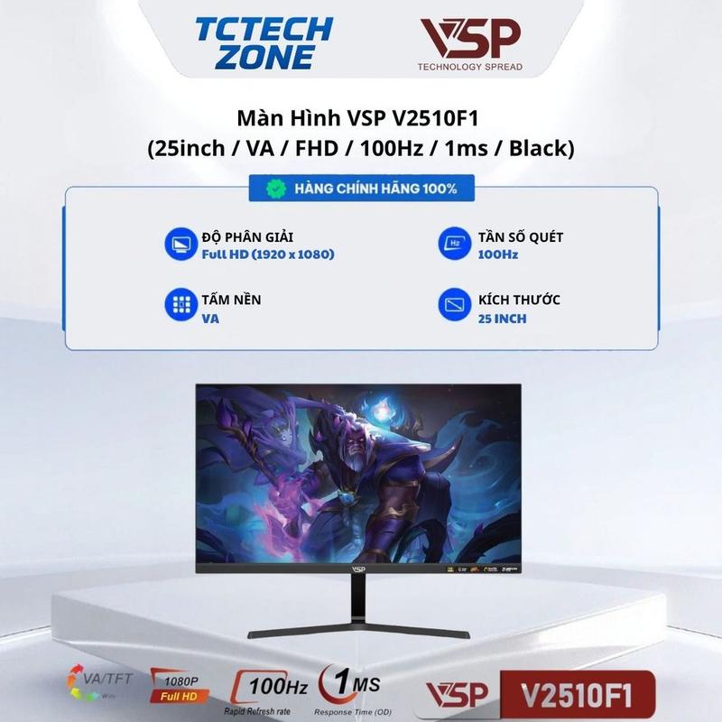 Màn Hình VSP V2510F1 (25inch VA FHD 100Hz 1ms Black) 100%