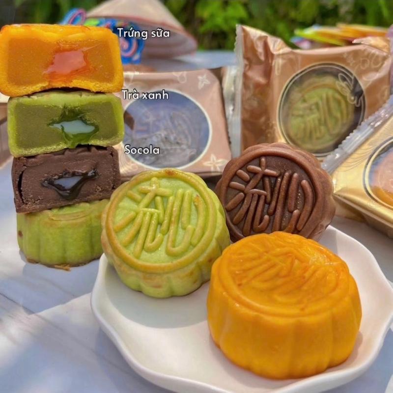 Bánh Trung thu trứng chảy BiBiZan,Bánh Trứng chảy AJILAVA,Bánh trứng chảy Bibizan nhân socola chảy ...Vị Mới ( 1 hộp 12 cái -540gr) Shop có Mix Vị Ah Food Cake