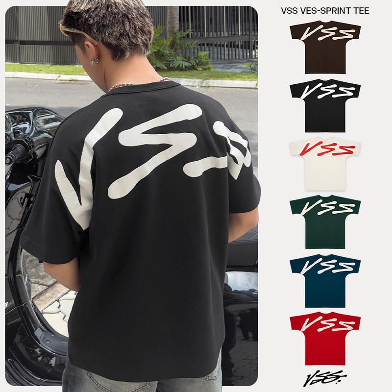 Áo Thun Nam Nữ VSS Chính Hãng Vải Cotton 2 Chiều Thấm Hút Form Rộng Hình In Basic Phối Tay Cánh Dơi Phong Cách 6 Màu - VAT12