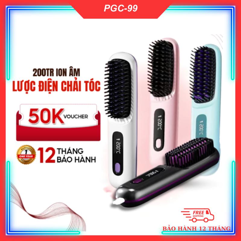  Lược Điện Chải Tóc Không Dây Ion Âm Lược Duỗi Thẳng Với 3 Mức Nhiệt 160 180 200°C Chăm Sóc Tóc Suôn Mượt Tạo Kiểu Dễ Dàng Mang Theo Màn Hình Số Hiển Thị Nhiệt Độ Chính Xác 3 Cấp NTC 