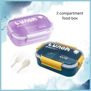 Lunch Box Anti Tumpah Kotak Makan BPA Free 1100ml Tempat Bekal Sekolah Kantor Free Sendok Garpu