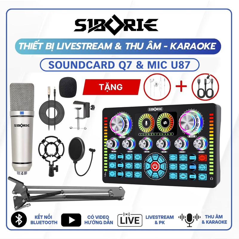   SIBORIE - BẢN TIẾNG VIỆT  Bộ Soundcard Q7 + Micro U87 Thiết Bị Thu Âm & Livestream Bluetooth Tai Nghe Phụ Kiện Dây Sạc Tối Ưu Chất Lượng Âm Thanh micro livestream stream live mic thu âm hát live Bộ Soundcard Livestreams tích hợp nhiều hiệu ứng 
