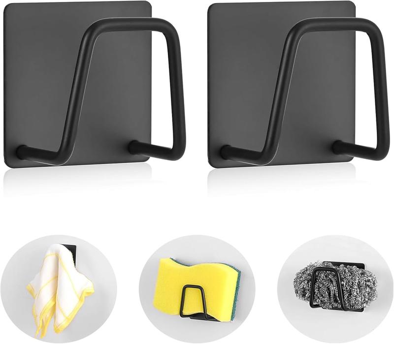 Giá Đỡ Miếng Bọt Biển Dính Bồn Rửa Nhà Bếp, Giá Để Đồ Phụ Kiện Móc Treo Máy Chà Sàn Bằng Thép Không Gỉ 7