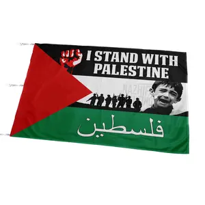 Bendera Palestina, Bahan Peles, Ukuran Kecil - Besar