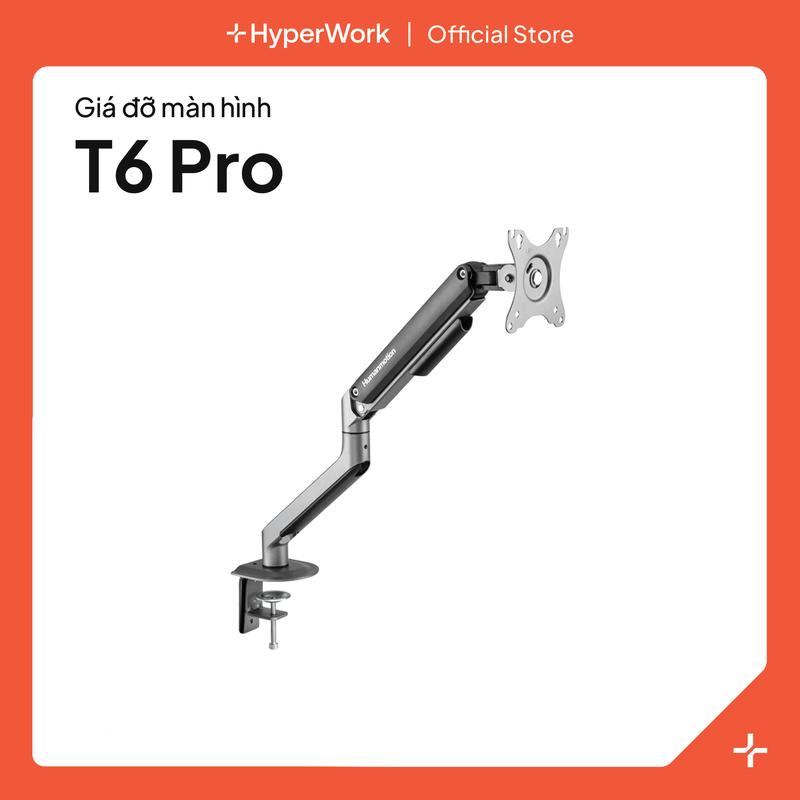 Giá Đỡ Màn Hình Human Motion T6 Pro 2025 - Tiết Kiệm Không Gian Trên Bàn Làm Việc - Chuẩn Vesa Mount 75x75mm & 100x100mm - Bảo Hành 12 Tháng - Đen Trắng