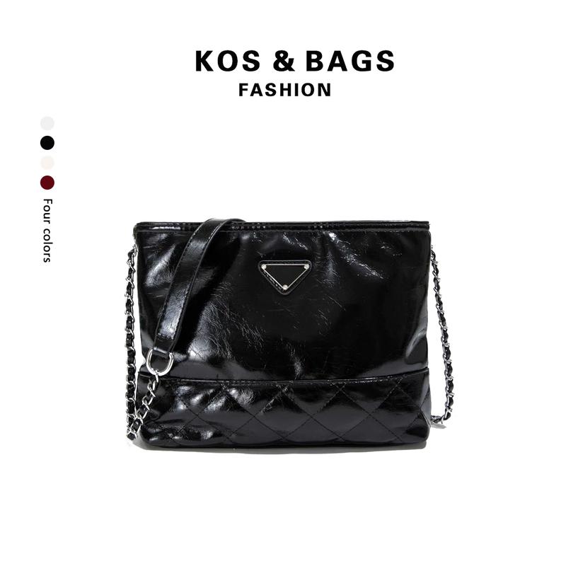  KOSK-Túi Tote Đeo Một Bên Vai KOS Sức Chứa Lớn Làm Bằng Da Pu Dành Cho Nữ Có Dây Xích Kim Cương Dễ Phối Đồ Thích Hợp Đi Làm Túi Đeo Chéo Nữ 