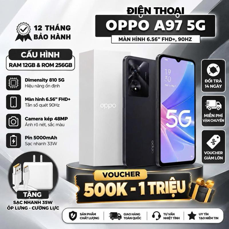 Điện Thoại OPPO A97 5G - RAM 12/256Gb, Chip Dimensity 810 ổn định. Màn hình…