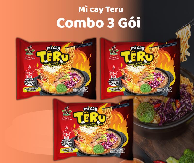  Combo 3 Gói Mì Cay Teru- Tặng 3 gói ớt độ Dùng Thử 
