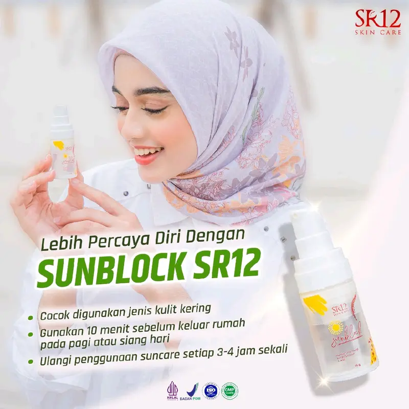Suncare Lotion  dan Sunblock SR12 Original Cream Pelindung Kulit Wajah Dari Sinar Matahari BPOM SPF 30 - 15g - Extract 8