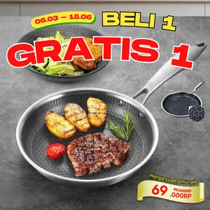 [Cuci gudang] Wajan sarang lebah anti lengket, wajan anti lengket premium 5 lapis stainless steel 304 super tahan lama - Garansi 90 hari