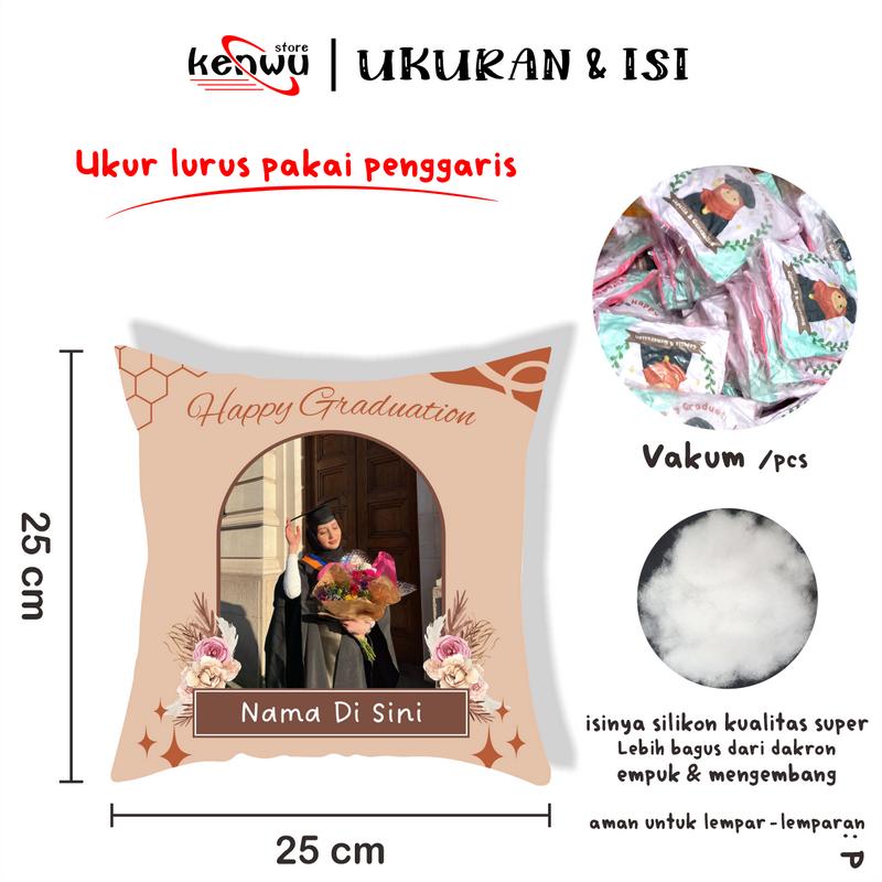 Bantal Graduation custom foto 25x25cm /Bantal Wisuda custom foto 3