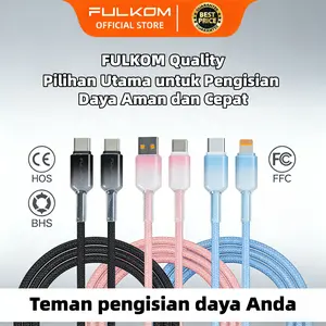 Fulkom FK600 Kabel Data Cable Data PD USB Type A Type C to C And Type C TO LIGHTNING NEW STYLE LEBIH KUAT