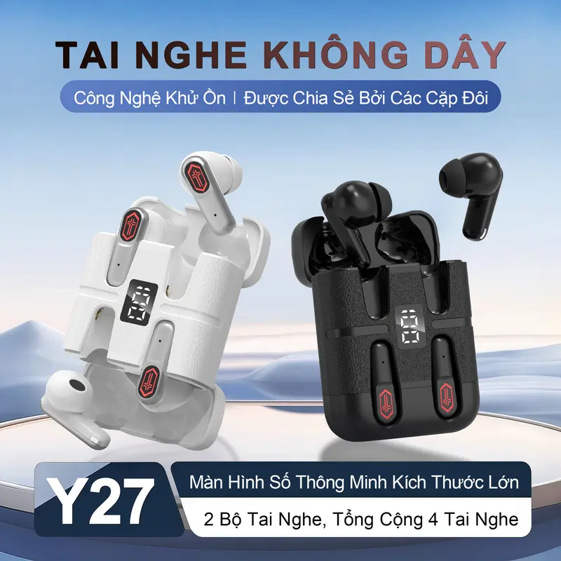 Y27 (2 cặp tai nghe) Tai Nghe Gaming Đôi, 1 Cặp tai nghe nhét tai và 1 Cặp tai nghe bán nhét tai, Đồng bộ âm hình Độ trễ 0.01s, Nghe nhạc liên tục hơn 30 giờ, Âm thanh nổi cấp độ HiFi, Chống nước IPX5, Giảm tiếng ồn ENC, Với iPhone và Android | BigBuy360 - bigbuy360.vn Y27 (2 cặp tai nghe) Tai Nghe Gaming Đôi, 1 Cặp tai nghe nhét tai và 1 Cặp tai nghe bán nhét tai, Đồng bộ âm hình Độ trễ 0.01s, Nghe nhạc liên tục hơn 30 giờ, Âm thanh nổi cấp độ HiFi, Chống nước IPX5, Giảm tiếng ồn ENC, Với iPhone và Android | BigBuy360 - bigbuy360.vn