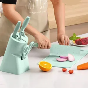 Pisau set Pisau Guntung Dapur 5In1 AntiLengket Warna Kitchen Knife Set6 in1Dengan Wadah Berkualitas  Kitchenware