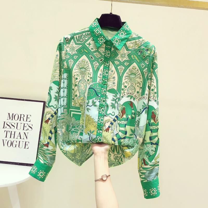Áo Sơ Mi Voan Hoa Retro Phong Cách Hồng Kông Cho Nữ, Áo Dài Tay Cao Cấp, Thiết Kế Mới, Thích Hợp, Đầu Xuân 0
