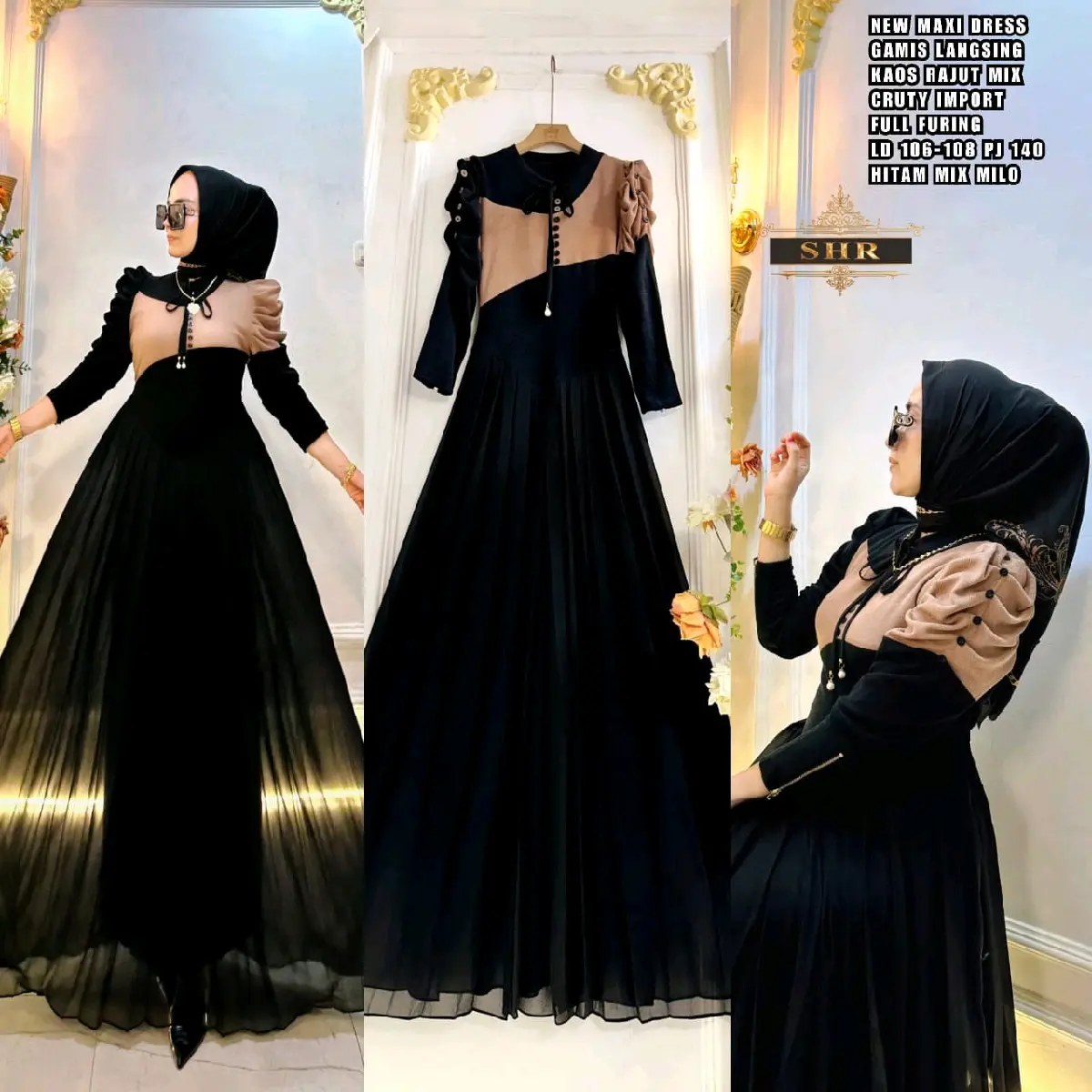new maxi dress gamis langsing rajut premium by SHR
