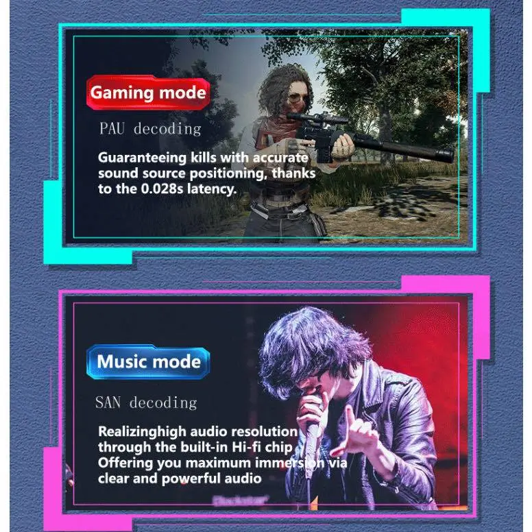 Skytime Gaming Earphone Bluetooth TWS T23 (X15) No Delay Low Latency Waterproof Battery Display RGB 6