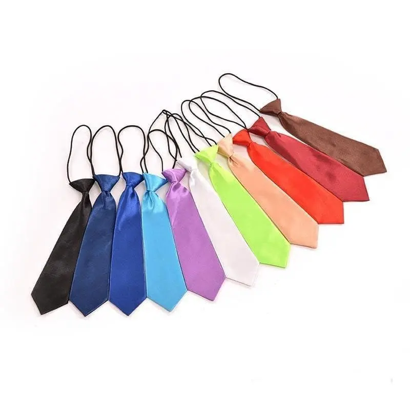 dasi anak instant warna polos bahan satin / dasi panjang lurus merah wanita