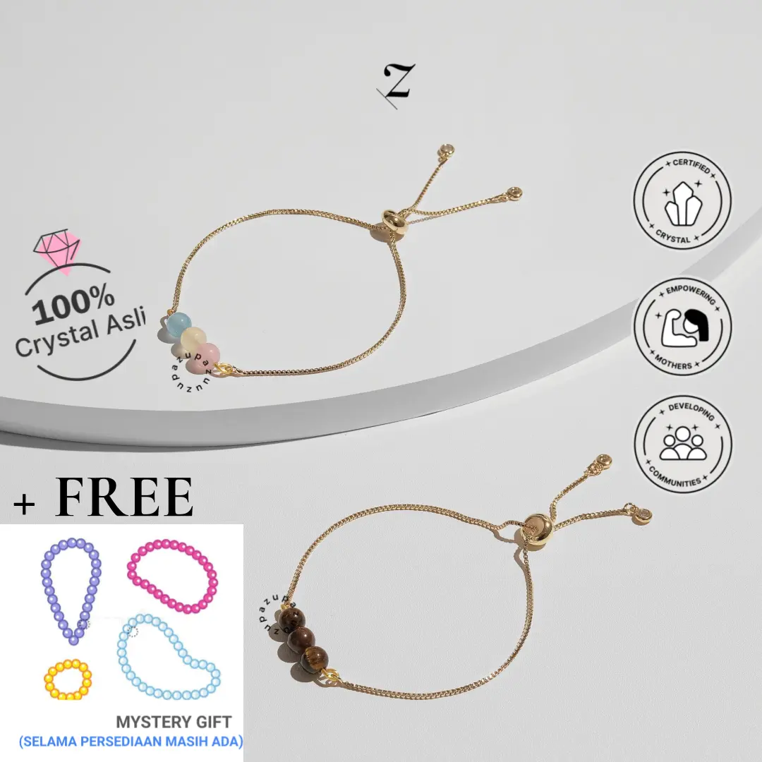 Zupazupazuu Adjustable Regular Bracelet II - Gelang Crystal Bracelet Platinum Silver Gold 6mm Wanita Pria  [Free Gift Kristal Gelang/Kalung/Cincin Random]