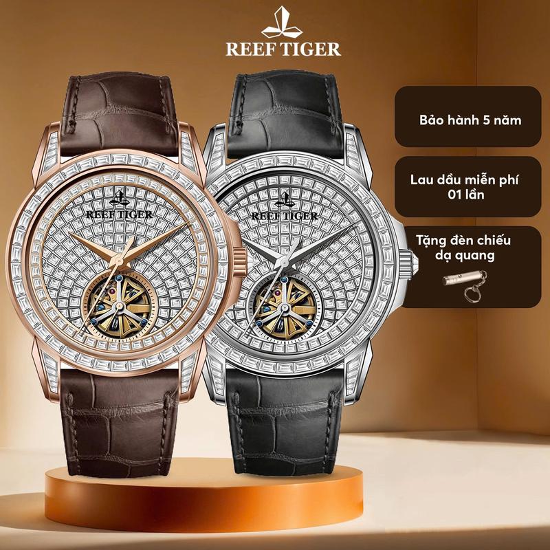 ĐỒNG HỒ NAM REEF TIGER RGA1905 ĐÍNH FULL ĐÁ ĐẲNG CẤP VÀ SANG TRỌNG| TẶNG 1 LẦN LAU DẦU MIỄN PHÍ, TẶNG 1 ĐÈN CHIẾU DẠ QUANG