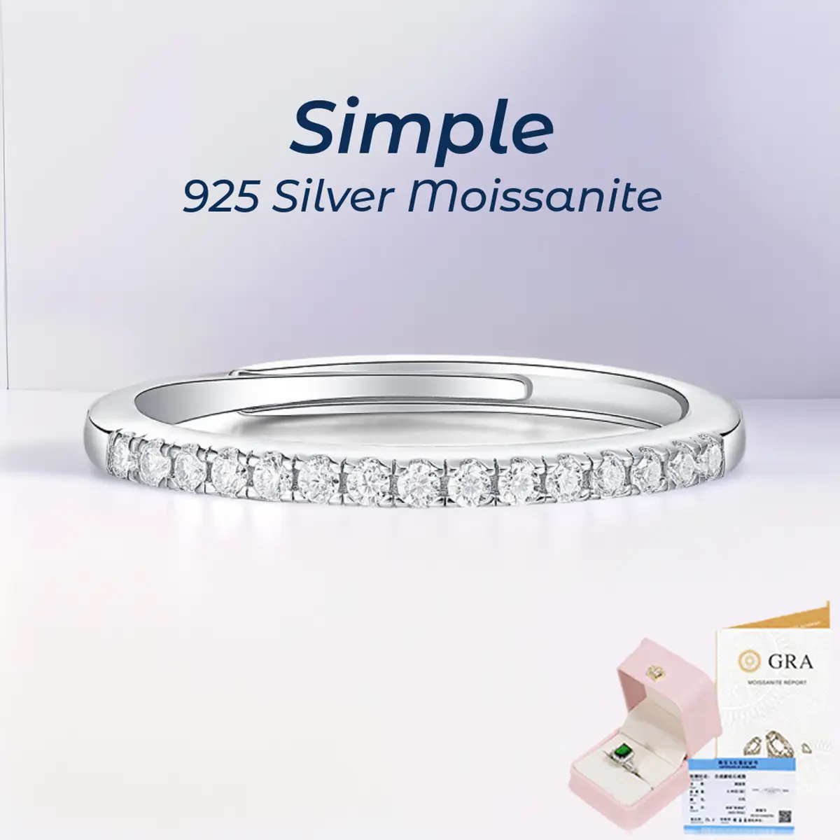 【#MR10·Simple】S925 Sterling Silver Moissanite Rings Fixed Band