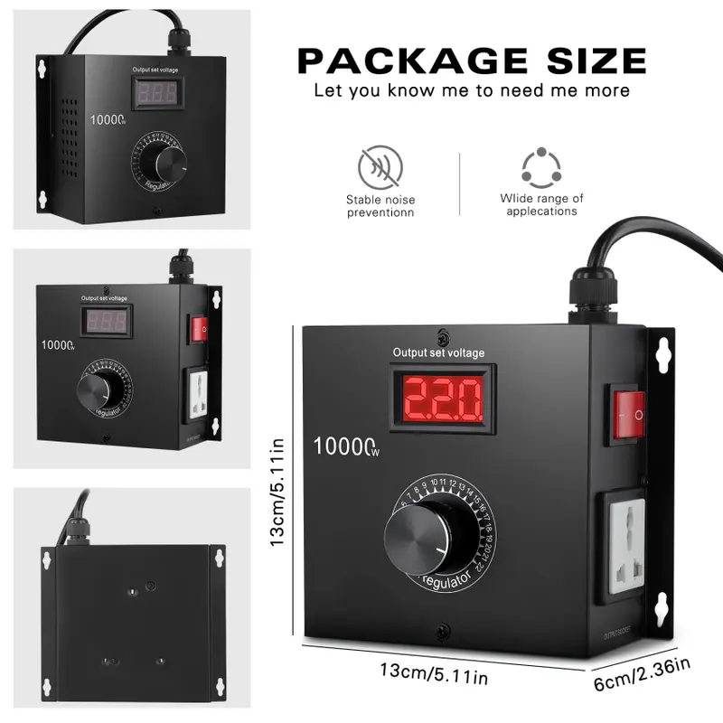 Bộ điều chỉnh điện áp điện tử SCR, 10000W, AC công suất cao, 0V-220V, Biến áp chuyển đổi điện áp thay đổi, Bộ điều chỉnh độ sáng điện tử, Bộ điều khiển tốc độ quạt động cơ cụm từ đơn, cho quạt nhẹ, phích cắm của Vương quốc Anh 5