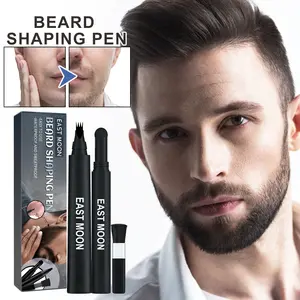 East Moon Alat Pengisi Jenggot Set - Pensil Perawatan Jenggot Pria 3-in-1 dengan Kuas untuk Mengisi dan Membentuk Jenggot.