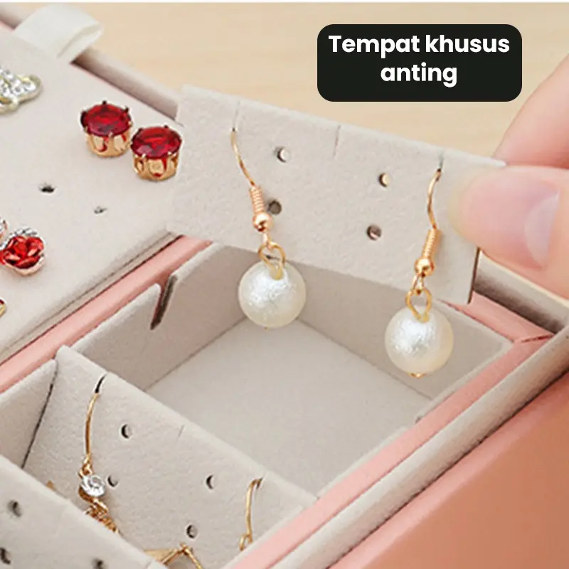 Dejavu Kotak Perhiasan Jewelry Box Display 2 Layer Storage Box Organizer Kalung Makeup Box Cincin Gelang Anting Jam Tangan Tempat Penyimpanan Travel HDK310 4