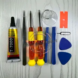 PAKET SET ALAT SERVIS HP OBENG 10IN LEM LCD T-7000 15ML B-7000 15ML