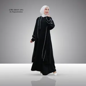 Prqueenfashion - Lori Abaya Set Maxi 2in1 Dress Crinkle Airflow mix Ceruty - Gamis Muslim Syar'i Simple Elegan Lebaran 2026