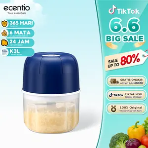 ecentio Mini Chopper Blender 6 pisau baja tahan karat kapasitas 250ml baterai 800mah portable untuk dapur bumbu bawang jahe bumbu dapur alat masak praktis hemat listrik