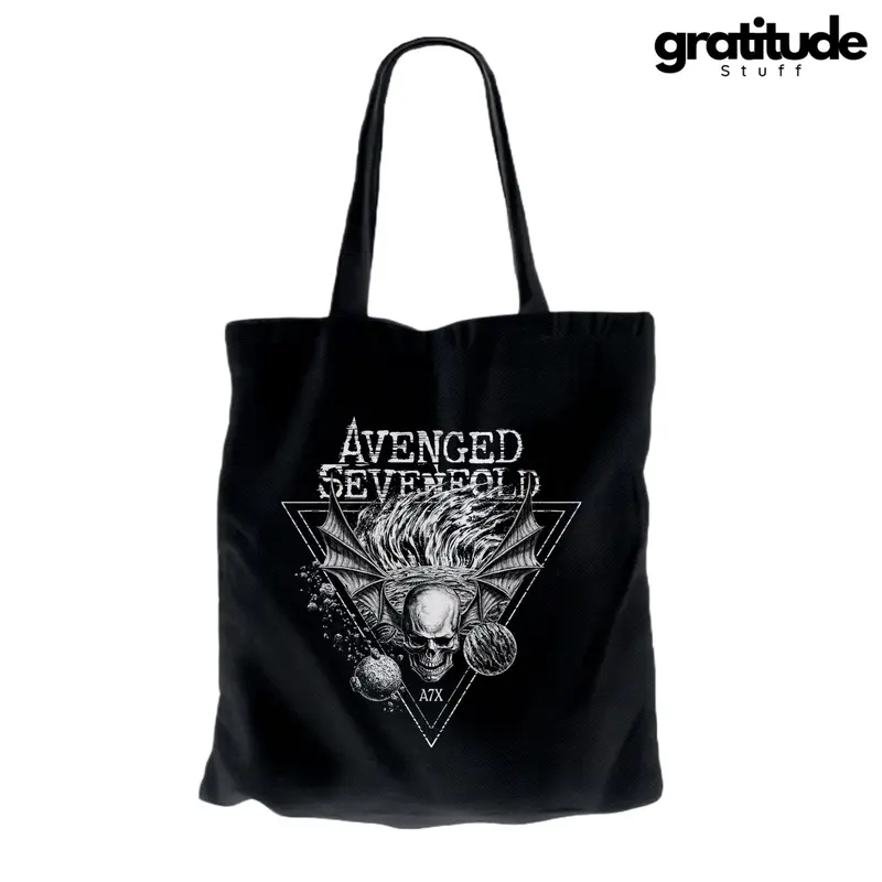 Gratitude Stuff Tote Bag Kanvas Hitam Band Avenged Seven Fold Totebag Kuliah Pria Wanita Hitam 0
