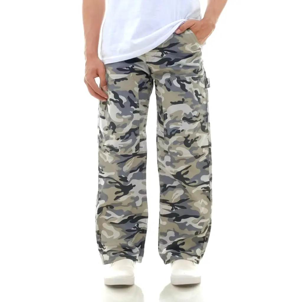 27-44 Celana Loreng Panjang Pria Carpenter Pants Reguler Camo White Putih Loose Fit Non Stretch Katun