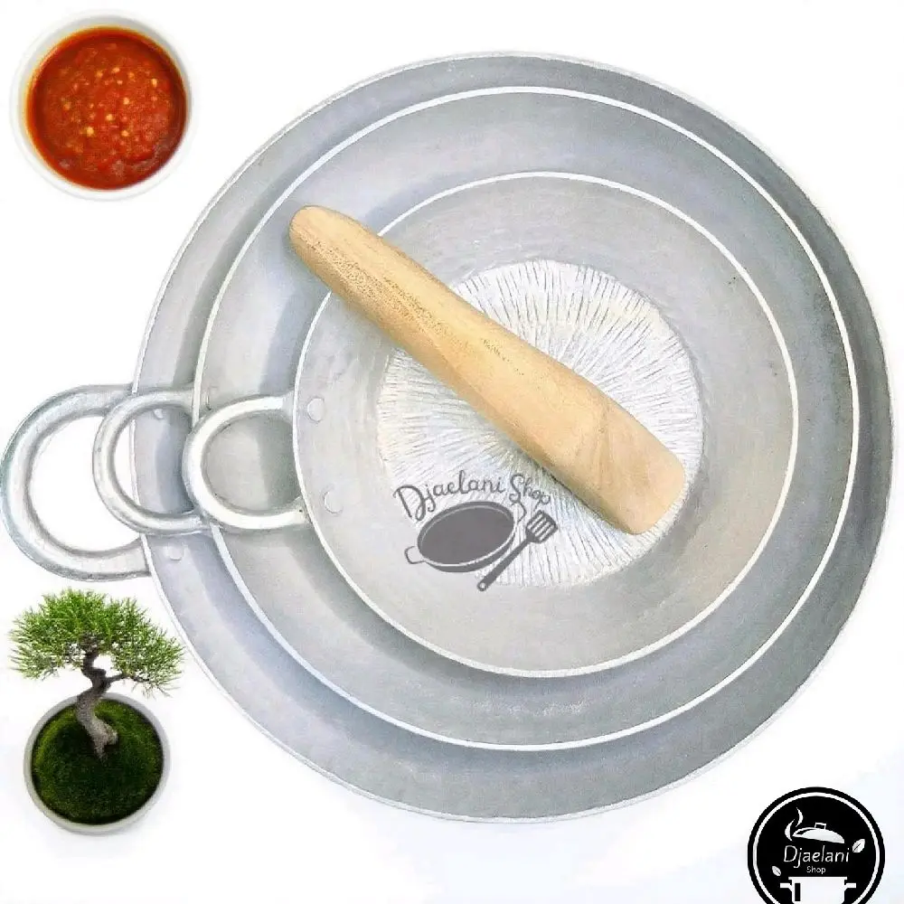 Cobek kuping Cantik Asli Garut 17cm 20cm 26cm 30cm Anti Lengket Karat Pecah Cocok Untuk Menggoreng Kitchenware Dapur Set