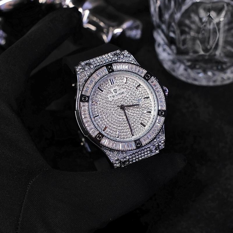   ĐỘC QUYỀN TÂN ĐỒNG HỒ  Đồng hồ Tevise đính full mặt đá bạc dây silocon hương nước hoa máy quart 
