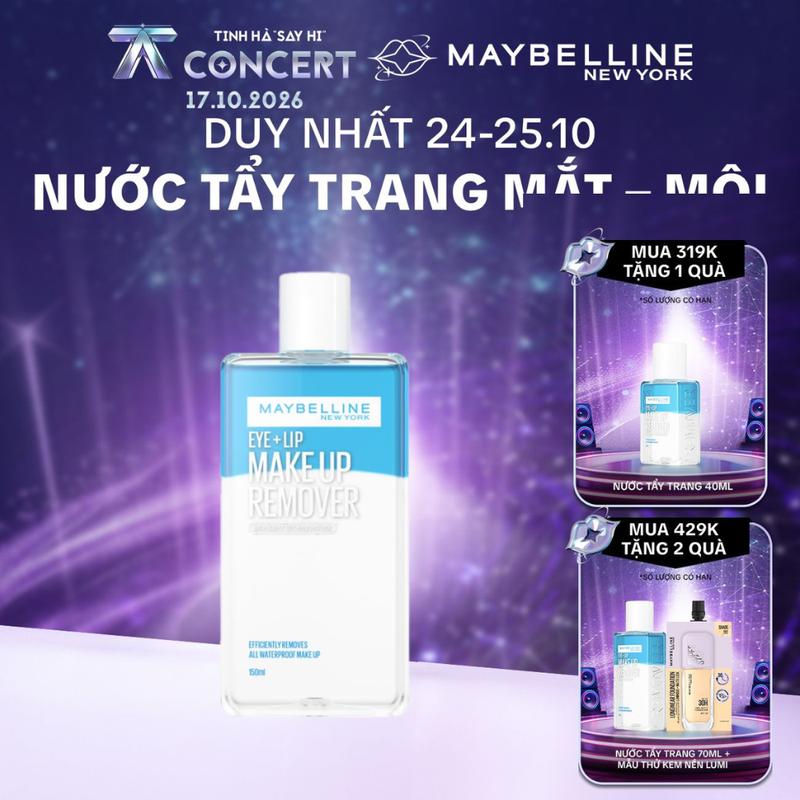 Nước Tẩy Trang Mắt và Môi Chuyên Dụng 2 lớp Maybelline New York Eye & Lip Makeup Remover 150ml
