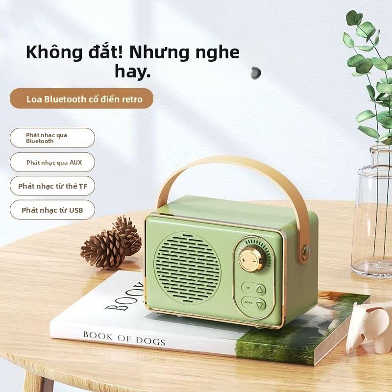 Loa Bluetooth cổ điển, loa siêu trầm di động mini, dùng ngoài trời, hỗ trợ thẻ nhớ và USB.
