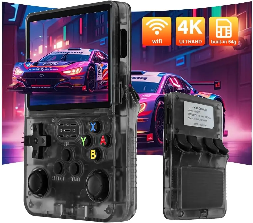R36s Retro Handheld Game Console,3.5-inch IPS OCA HD MIPI Screen, Open Source Linux System and 1500 Games, Built-in 64GB TF Card Portable Video Gaming Console. (Black)