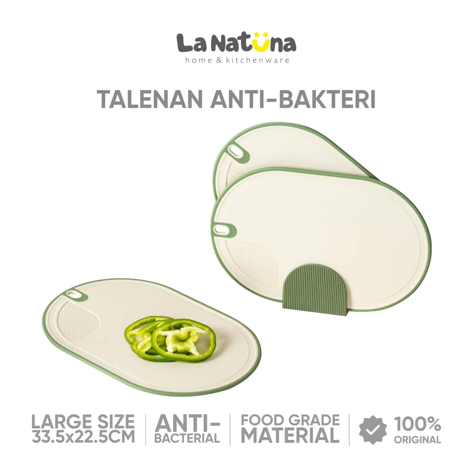 La Natuna Cutting Board Talenan Dapur 2 sisi Talenan Potong Daging Buah Sayur Berkualitas Antislip Anti Jamur