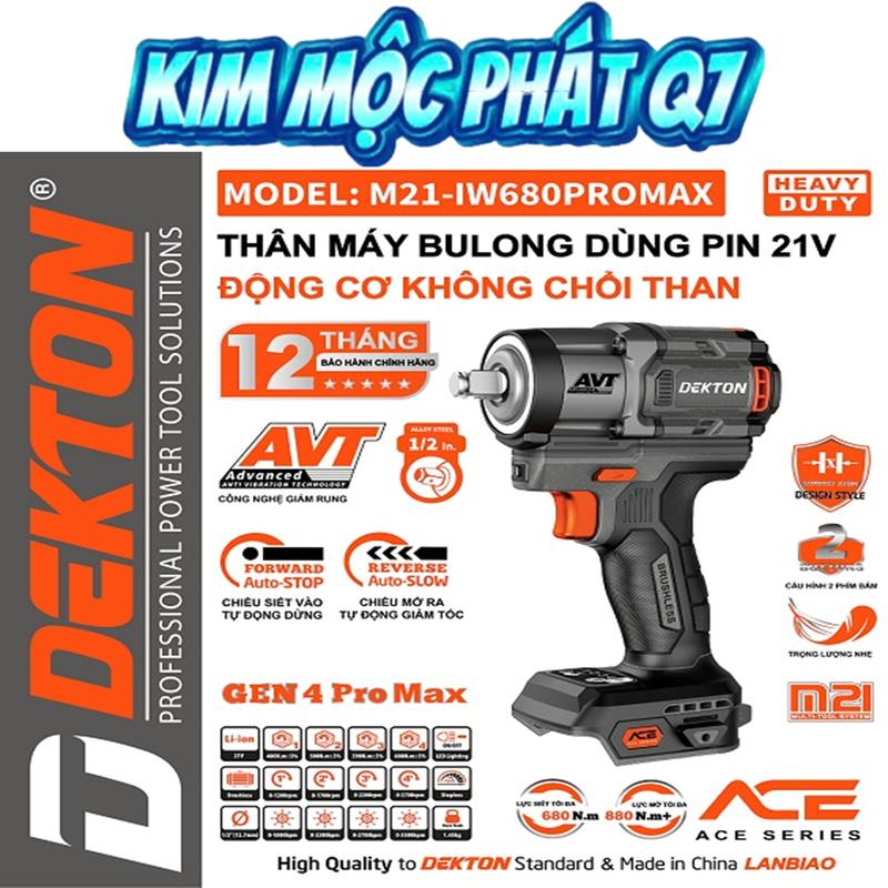 Máy Siết Mở Bulong 680N.m Dekton – Thế Hệ Thứ 4 Gen 4 M21-IW680PROMAX Màu Xanh Màu Xám & Màu Olive